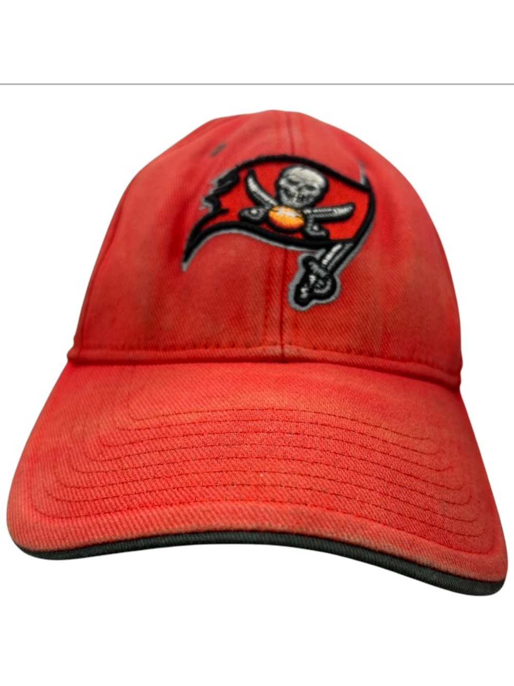 Tampa Bay Buccaneers Hat Red Strapback NFL Team Apparel Distressed Football Cap